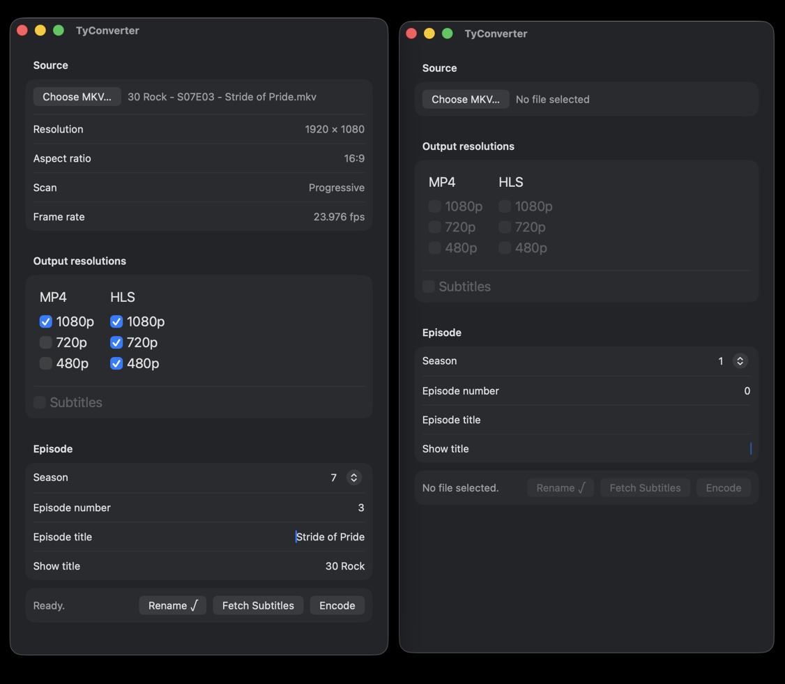 Main window of TyConverter App.